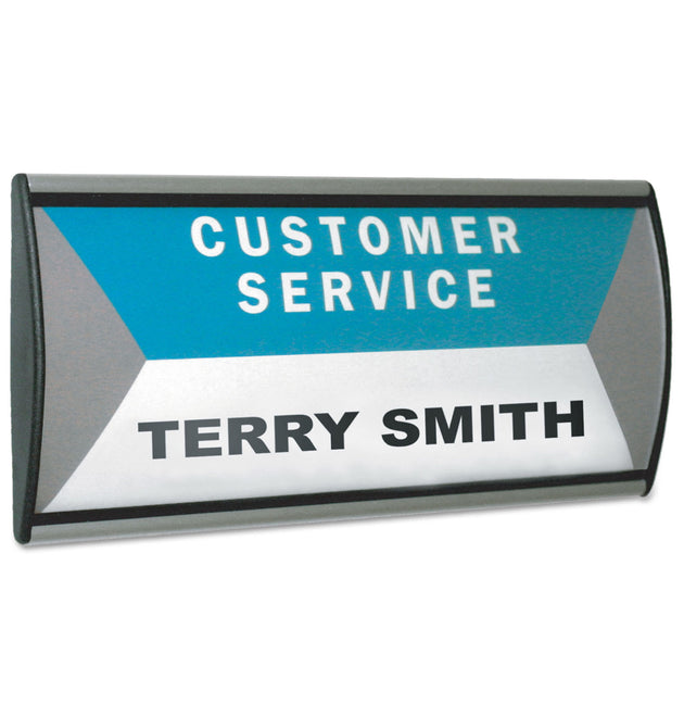 People Pointer Wall/Door Sign, Aluminum Base, 8.75 x 4, Black/Silver