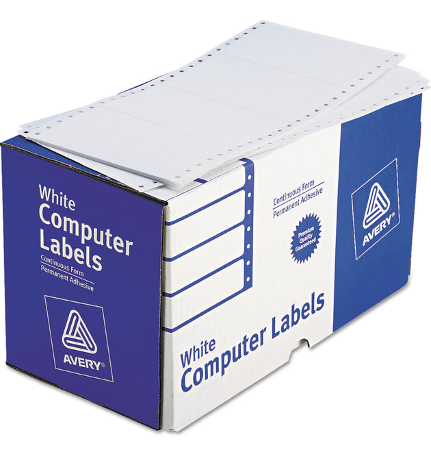 Dot Matrix Printer Mailing Labels, Pin-Fed Printers, 2.94 x 5, White, 3,000/Box