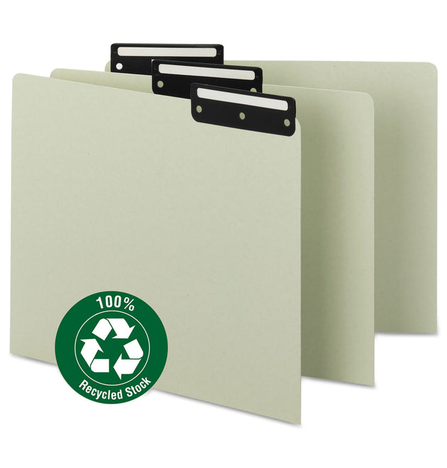 Recycled Blank Top Tab File Guides, 1/3-Cut Top Tab, Blank, 8.5 x 11, Green, 50/Box