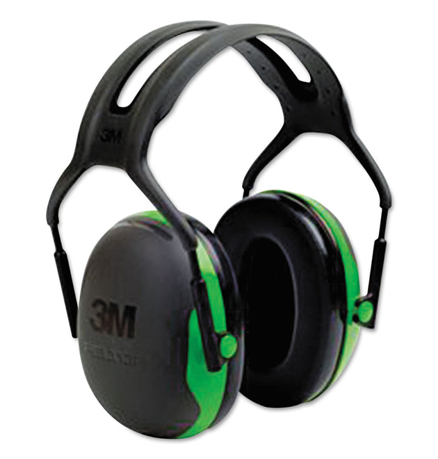 PELTOR X Series Earmuffs, Model X1A, 22 dB NRR, Black/Green