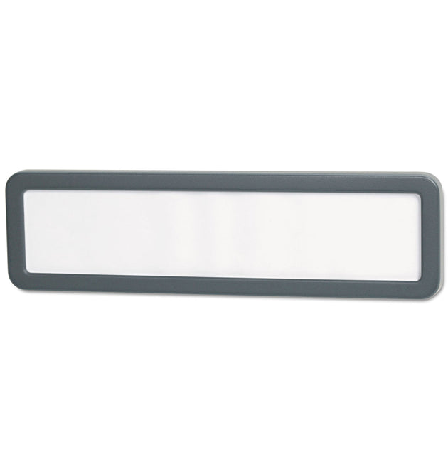 Recycled Cubicle Nameplate with Rounded Corners, 9 x 2.5, Charcoal