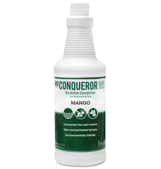 Bio Conqueror 105 Enzymatic Odor Counteractant Concentrate, Mango, 32 oz Bottle, 12/Carton