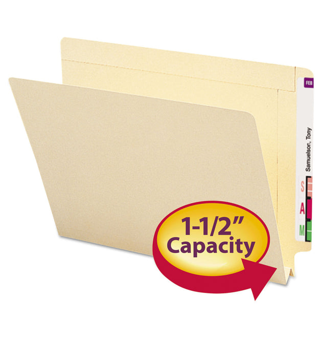 Heavyweight Manila End Tab Expansion Folders, Straight Tabs, Letter Size, 1.5