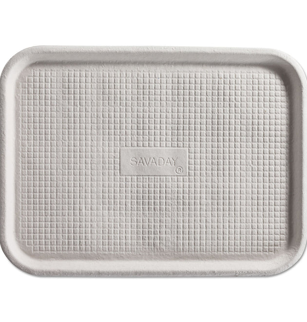 Savaday Molded Fiber Flat Food Tray, 1-Compartment, 16 x 12, White, Paper, 200/Carton