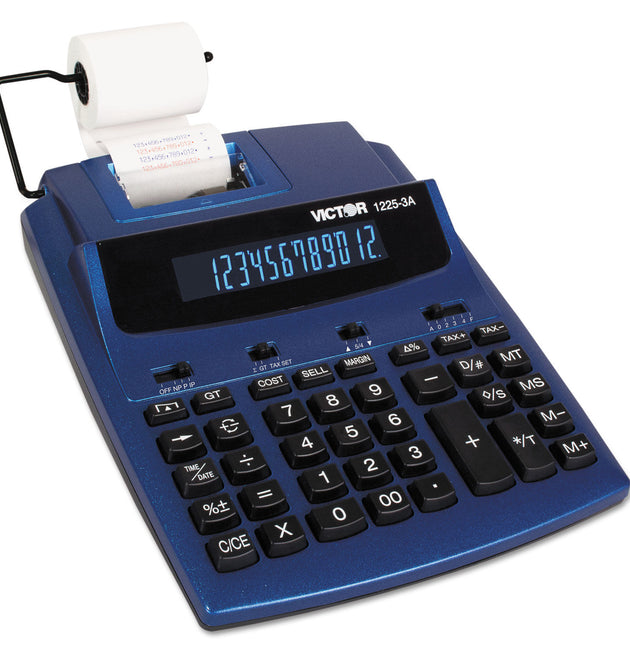 1225-3A Antimicrobial Two-Color Printing Calculator, Blue/Red Print, 3 Lines/Sec