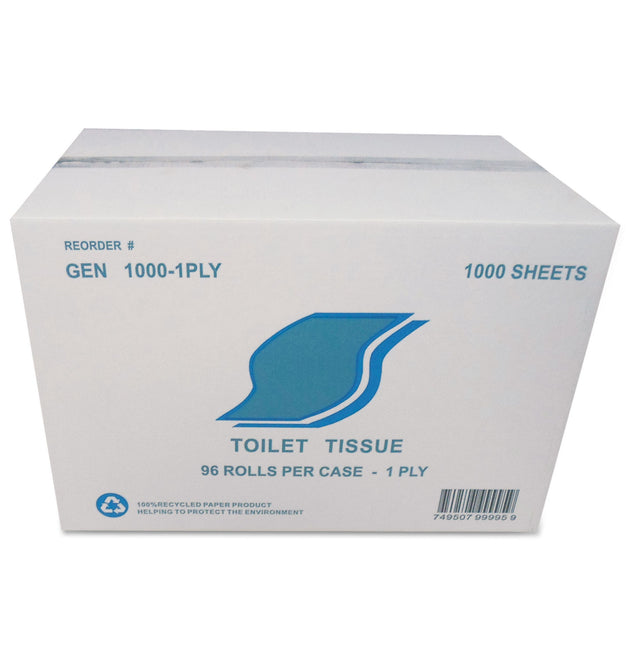 Small Roll Bath Tissue, Septic Safe, 1-Ply, White, 1,000 Sheets/Roll, 96 Rolls/Carton