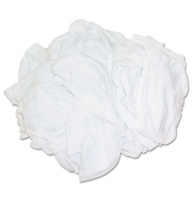 New Bleached White T-Shirt Rags, Multi-Fabric, 25 lb Polybag