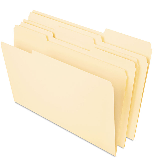 Deluxe Heavyweight File Folders, 1/3-Cut Tabs: Assorted, Letter Size, 0.75