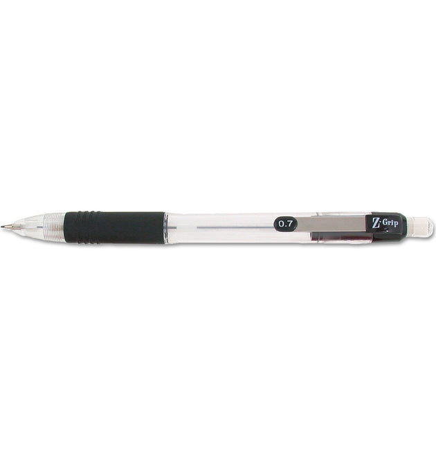 Z-Grip Mechanical Pencil, 0.7 mm, HB (#2), Black Lead, Clear/Black Barrel, 24/Pack