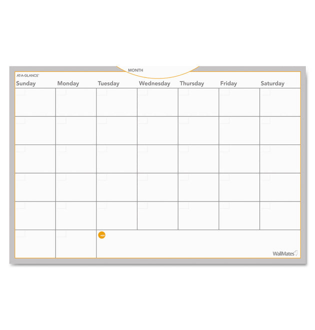 WallMates Self-Adhesive Dry Erase Monthly Planning Surfaces, 36 x 24, White/Gray/Orange Sheets, Undated