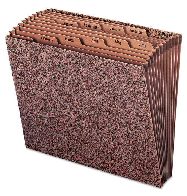 TUFF Expanding Open-Top Stadium File, 12 Sections, 1/12-Cut Tabs, Letter Size, Redrope