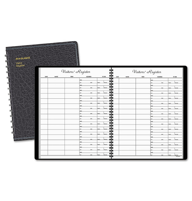 Visitor Register Book, Black Cover, 10.88 x 8.38 Sheets, 60 Sheets/Book