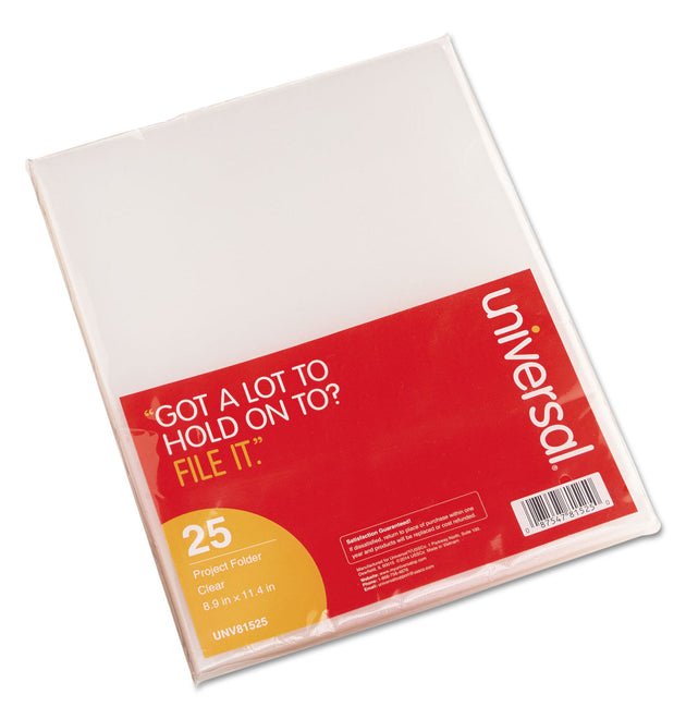 Project Folders, Letter Size, Clear, 25/Pack