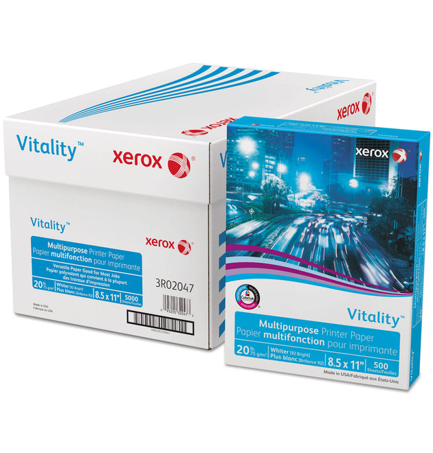 Vitality Multipurpose Print Paper, 92 Bright, 20 lb Bond Weight, 8.5 x 11, White, 500/Ream