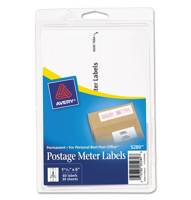 Postage Meter Labels for Personal Post Office, 1.78 x 6, White, 2/Sheet, 30 Sheets/Pack, (5289)