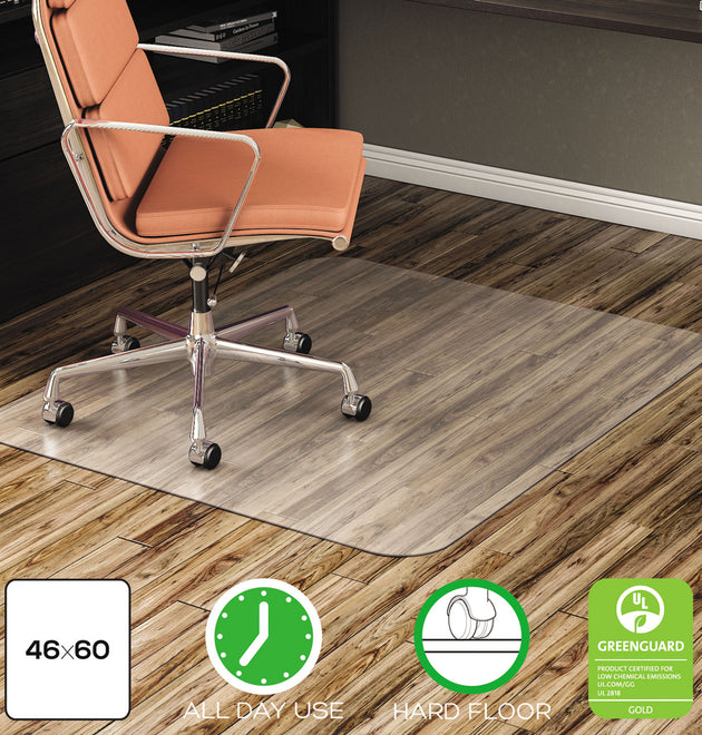 EconoMat All Day Use Chair Mat for Hard Floors, Flat Packed, 46 x 60, Clear