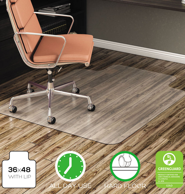 EconoMat All Day Use Chair Mat for Hard Floors, Flat Packed, 36 x 48, Lipped, Clear