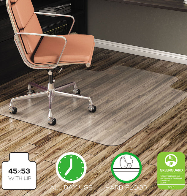 EconoMat All Day Use Chair Mat for Hard Floors, Flat Packed, 45 x 53, Wide Lipped, Clear