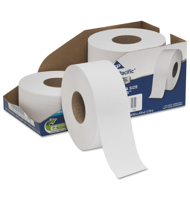 White Jumbo Bathroom Tissue, Septic Safe, 2-Ply, 3.5 x 1,000 ft, 4/Carton