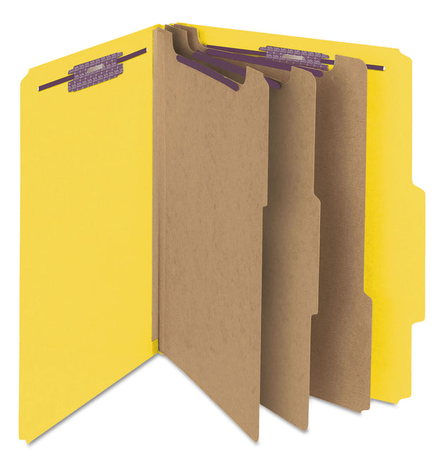 Eight-Section Pressboard Top Tab Classification Folders, Eight SafeSHIELD Fasteners, 3 Dividers, Let