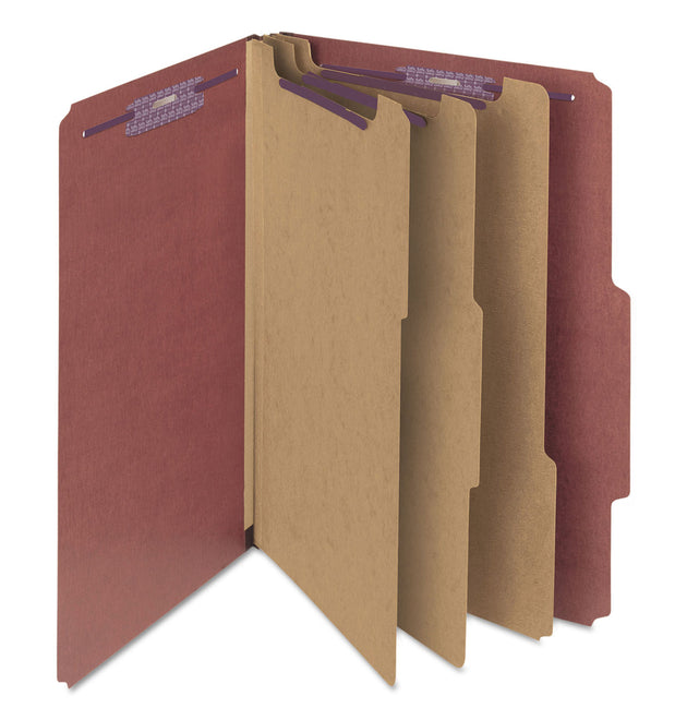 Pressboard Classification Folders, Eight SafeSHIELD Fasteners, 2/5-Cut Tabs, 3 Dividers, Legal Size,