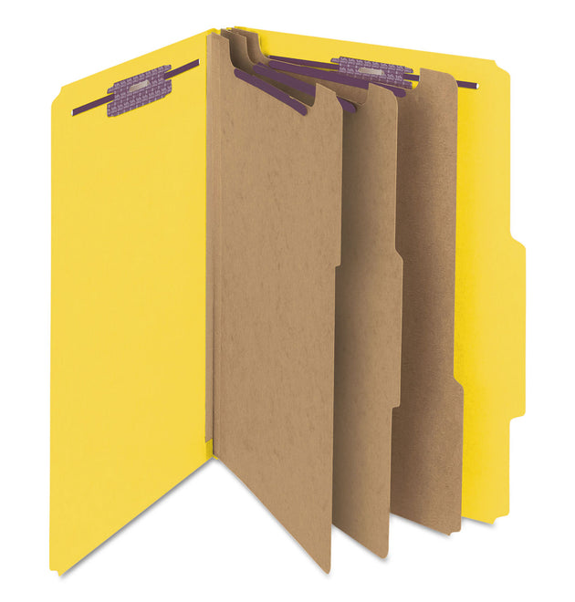 Eight-Section Pressboard Top Tab Classification Folders, Eight SafeSHIELD Fasteners, 3 Dividers, Leg