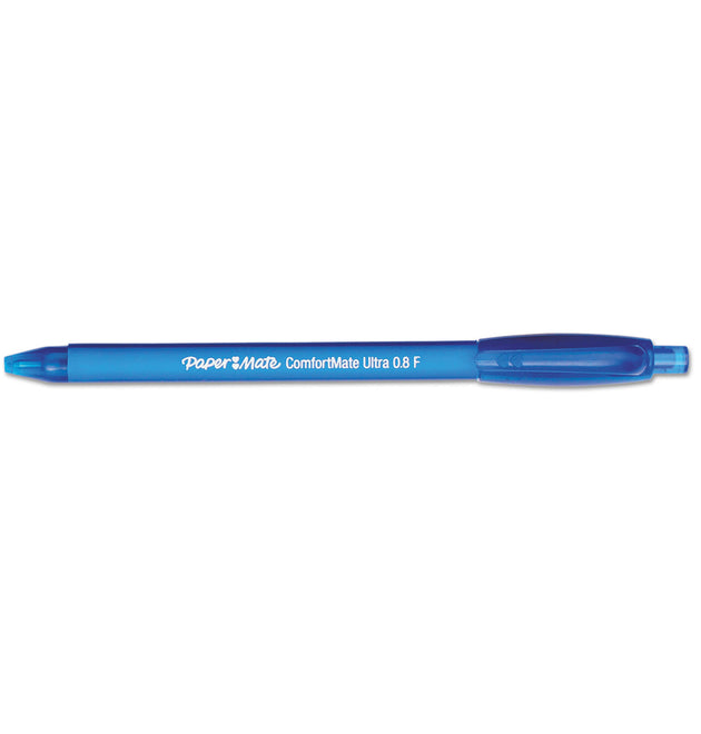 ComfortMate Ultra Ballpoint Pen, Retractable, Fine 0.8 mm, Blue Ink, Blue Barrel, Dozen