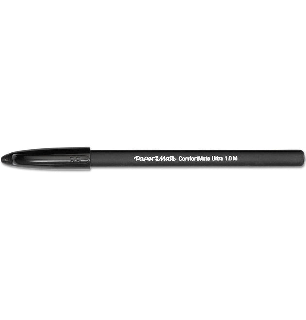 ComfortMate Ultra Ballpoint Pen, Stick, Medium 1 mm, Black Ink, Black Barrel, Dozen