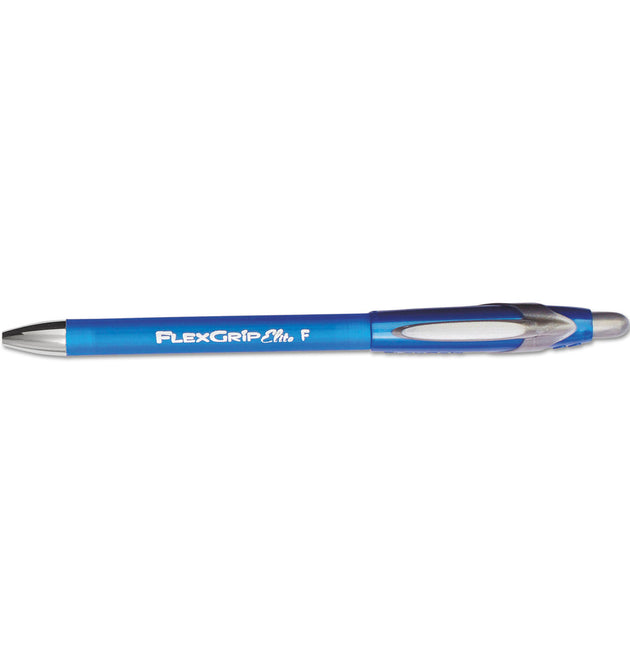 FlexGrip Elite Ballpoint Pen, Retractable, Fine 0.8 mm, Blue Ink, Blue Barrel, Dozen