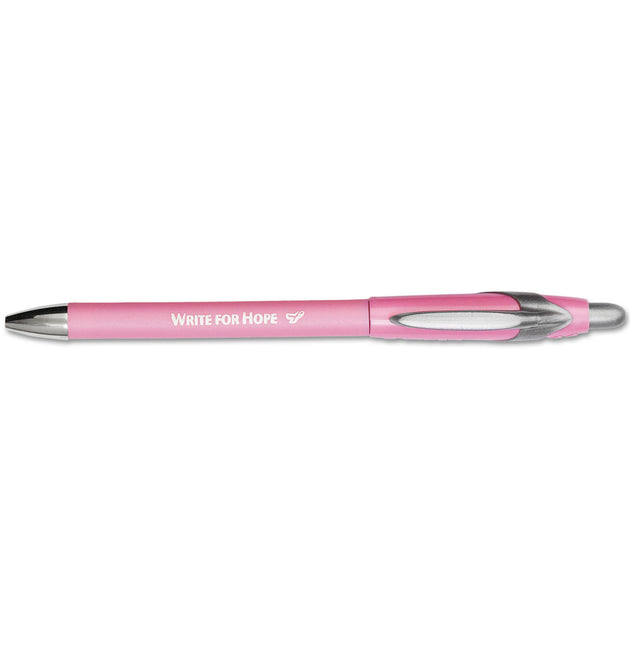 “Write for Hope” Edition FlexGrip Elite Ballpoint Pen, Retractable, Medium 1 mm, Black Ink, Pink Barrel, Dozen