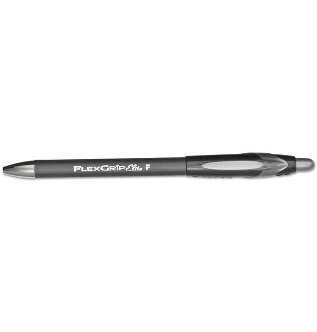 FlexGrip Elite Ballpoint Pen, Retractable, Fine 0.8 mm, Black Ink, Black Barrel, Dozen