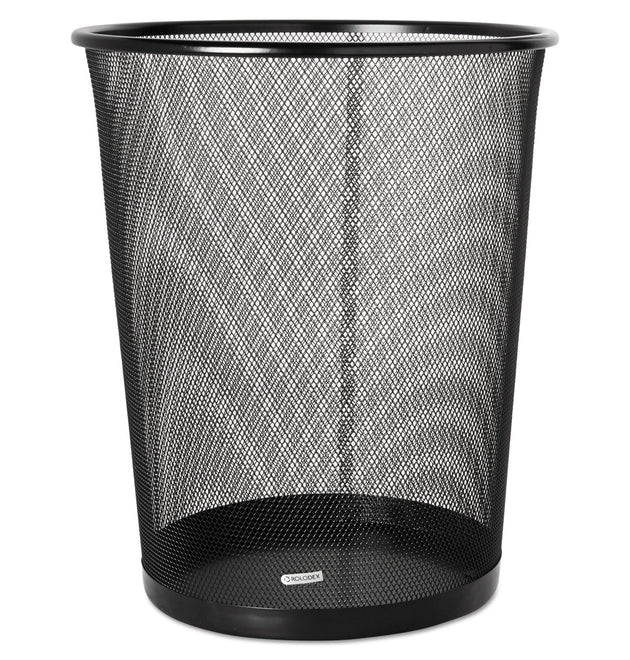 Mesh Round Wastebasket, 4.5 gal, Mesh, Black