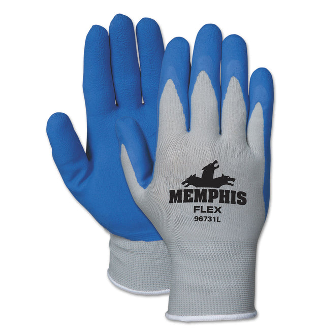 Memphis Flex Seamless Nylon Knit Gloves, X-Large, Blue/Gray, Dozen