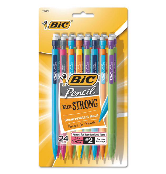 Xtra-Strong Mechanical Pencil Value Pack, 0.9 mm, HB (#2), Black Lead, Assorted Barrel Colors, 24/Pack