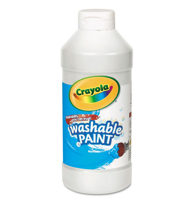 Washable Paint, White, 16 oz Bottle