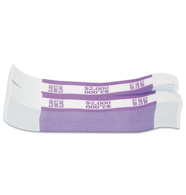 Currency Straps, Violet, $2,000 in $20 Bills, 1000 Bands/Pack