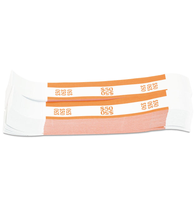 Currency Straps, Orange, $50 in Dollar Bills, 1000 Bands/Pack