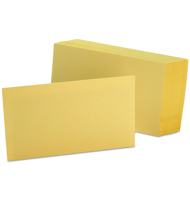 Unruled Index Cards, 3 x 5, Canary, 100/Pack