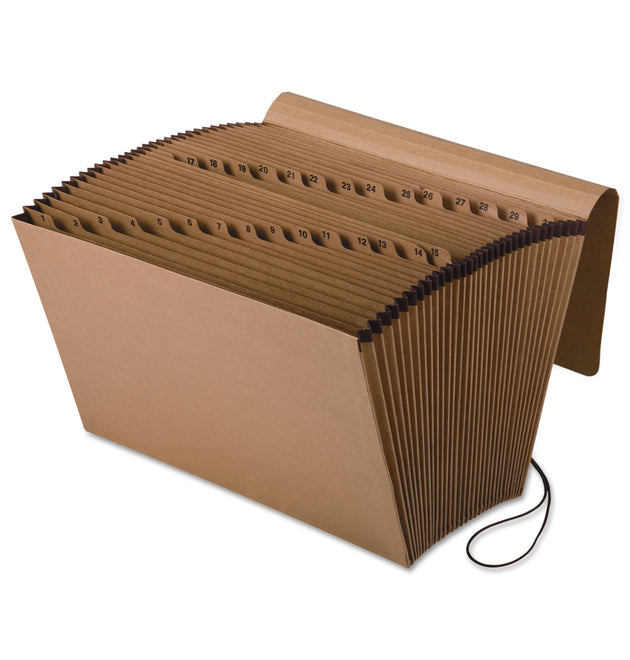 Kraft Indexed Expanding File, 31 Sections, Elastic Cord Closure, 1/15-Cut Tabs, Legal Size, Brown