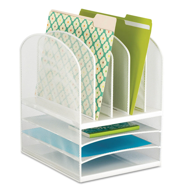 Onyx Mesh Desk Organizer with Five Vertical and Three Horizontal Sections, Letter Size Files, 11.5