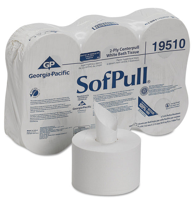 High Capacity Center Pull Tissue, Septic Safe, 2-Ply, White, 1,000/Roll, 6 Rolls/Carton