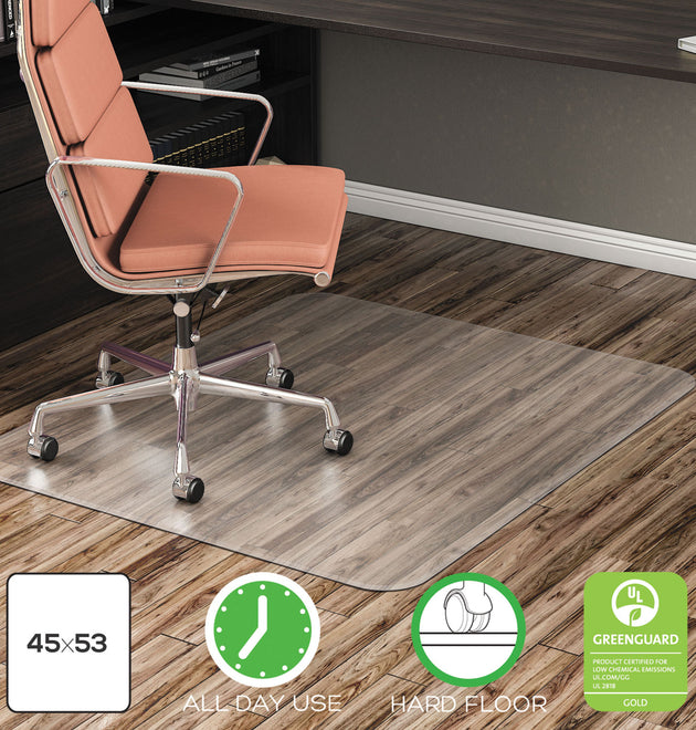 EconoMat All Day Use Chair Mat for Hard Floors, Rolled Packed, 45 x 53, Clear