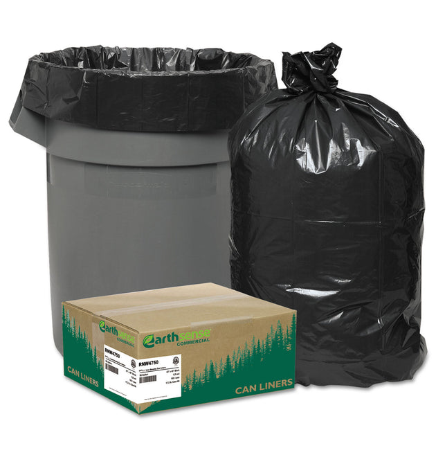 Linear Low Density Recycled Can Liners, 56 gal, 1.25 mil, 43