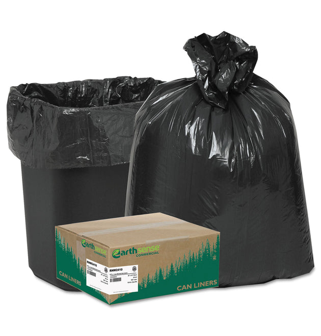 Linear Low Density Recycled Can Liners, 10 gal, 0.85 mil, 24