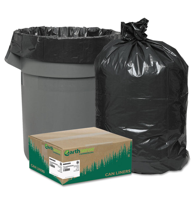 Linear Low Density Recycled Can Liners, 45 gal, 1.25 mil, 40