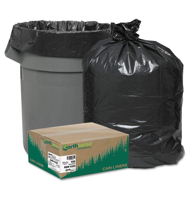 Linear Low Density Recycled Can Liners, 56 gal, 2 mil, 43