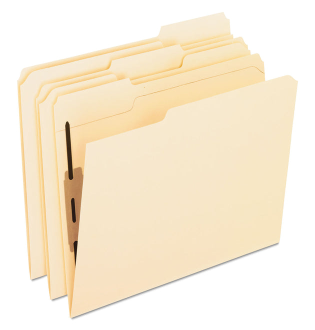 Manila Fastener Folders with Bonded Lesspace Fasteners, 2 Fasteners, Letter Size, Manila Exterior, 50/Box