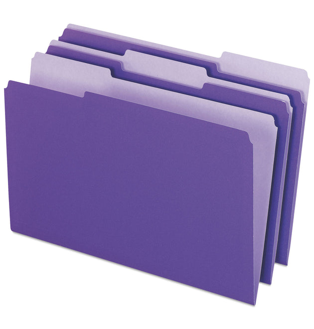 Interior File Folders, 1/3-Cut Tabs: Assorted, Legal Size, Violet, 100/Box