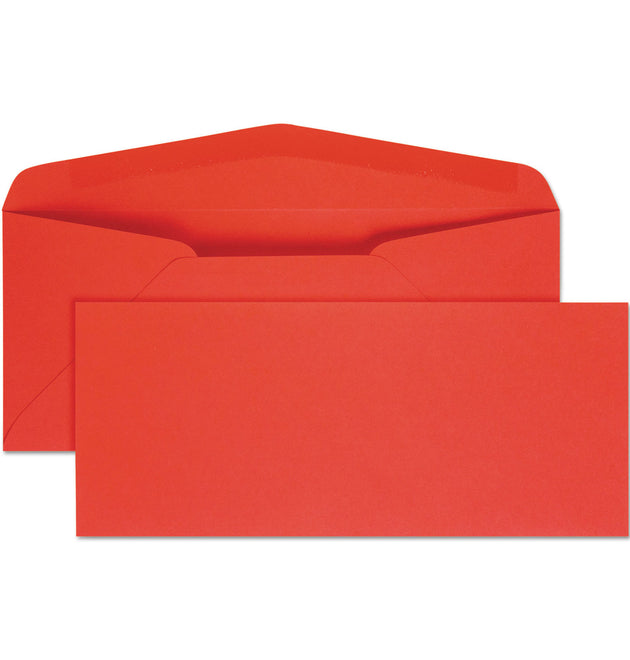 Colored Envelope, #10, Commercial Flap, Gummed Closure, 4.13 x 9.5, Red, 25/Pack