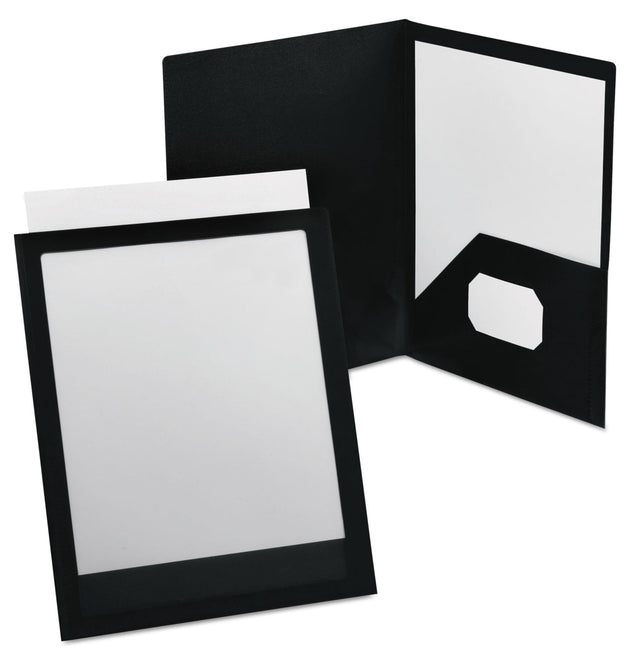 ViewFolio Polypropylene Portfolio, 100-Sheet Capacity, 11 x 8.5, Clear/Black